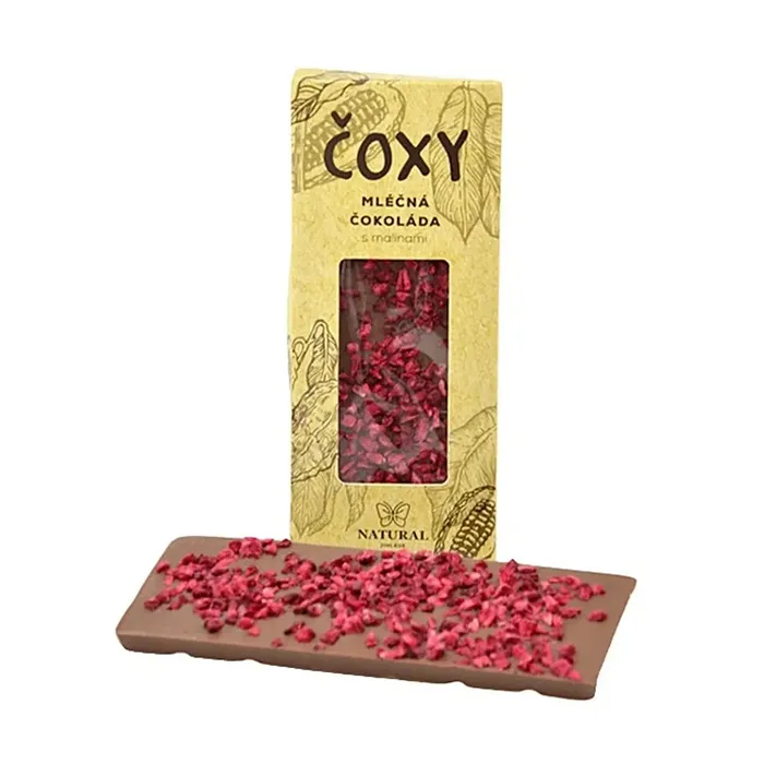 Čoxy Mléčná čokoláda s malinami a xylitolem 50 g